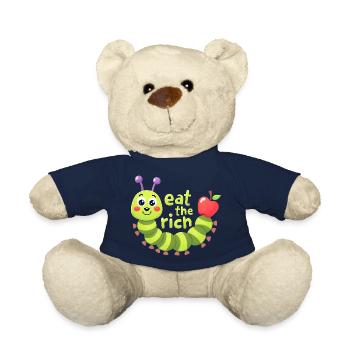 Eat The Rich Hungry Cute Caterpillar Worm - Teddy Bear - french navy - Front