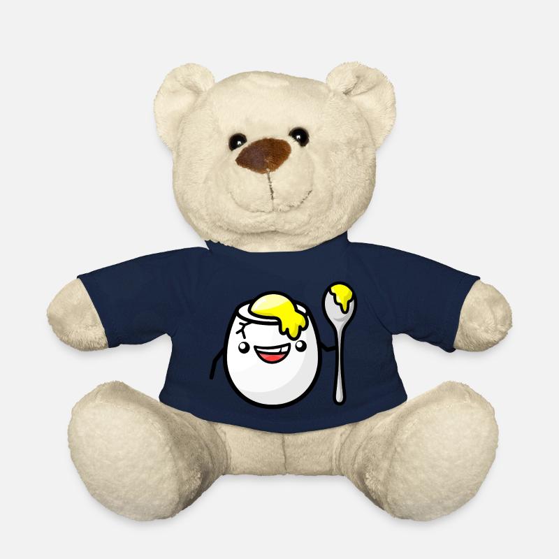 Oeuf pour le petit-déjeuner en se coiffant - Nounours - bleu marine