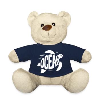 Ocean - Cool Turtle Ocean Logo - Teddy Bear - french navy - Front