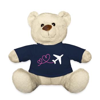 Flyers with a heart Flying Travel Holiday Airplane - Teddy Bear - french navy - Front