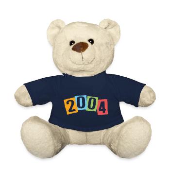 Born in 2004 – Birthday with big colorful numbers - Teddy Bear - french navy - Front