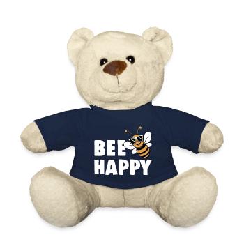 Lustige Biene mit Spruch Bee Happy - Teddy - French Navy - Vorne
