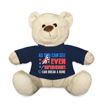 Superheld Krücken Beinbruch Fuß Gebrochen Geschenk - Teddy - French Navy - Vorne