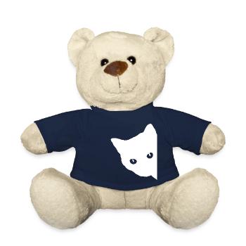 Visage de chat blanc - Nounours - bleu marine - Devant