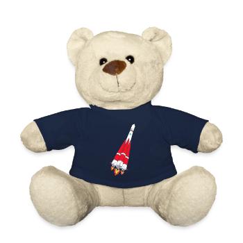 Fusée avec poussée - peinte à la main - Nounours - bleu marine - Devant