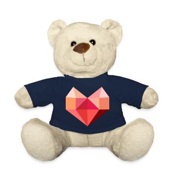 Heart pink - Teddy Bear - french navy - Front