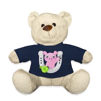 Lucky cartoon piggy - Teddy Bear - french navy - Front