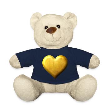 Goldenes Herz Edles Design gestanzt in Gold - Teddy - French Navy - Vorne