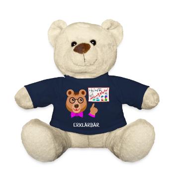 Explainer bear, teacher funny bear intelligent, smart - Teddy Bear - french navy - Front
