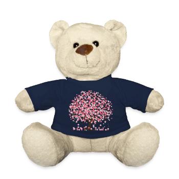 Arbre et pétales de fleurs de cerisier - Nounours - bleu marine - Devant