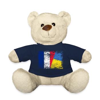 Drapeau Ukraine France Stand With Ukraine Soutien - Nounours - bleu marine - Devant