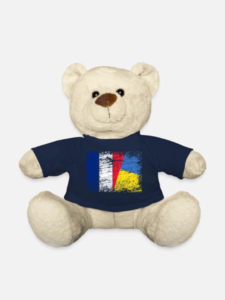 Drapeau Ukraine France Stand With Ukraine Soutien - Nounours - bleu marine