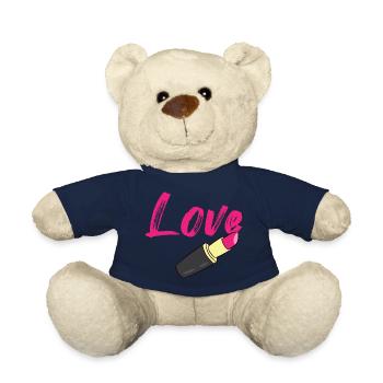 Rouge à lèvres - Love écrit en rouge à lèvres - Nounours - bleu marine - Devant