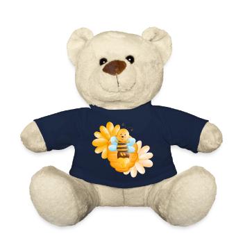 Abeille mignonne avec des fleurs et des enfants doux au miel - Nounours - bleu marine - Devant