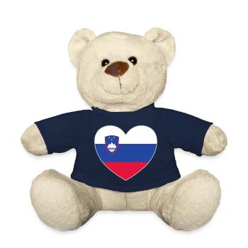Slovenia Flag Heart - Teddy Bear - french navy - Front