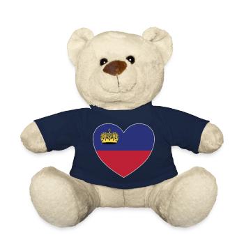 Liechtenstein Flagge Herz - Teddy - French Navy - Vorne