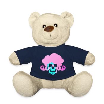 Feuerschädel Rauch pink Skelett Flammen 10 - Teddy - French Navy - Vorne