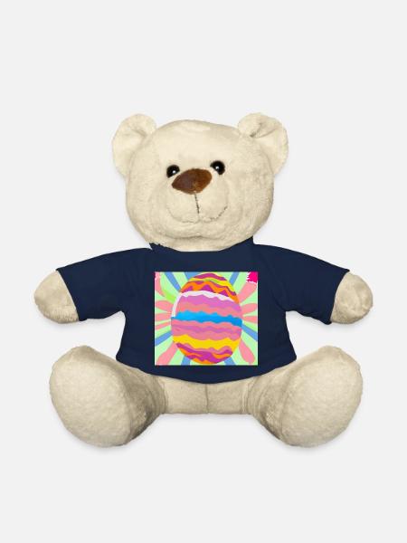Œuf de Pâques coloré - Nounours - bleu marine