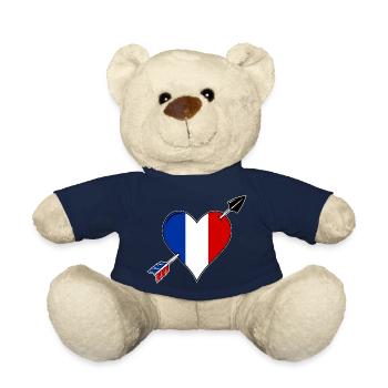 La France drapeau coeur amoureux - Nounours - bleu marine - Devant