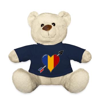 Roumanie drapeau coeur amoureux - Nounours - bleu marine - Devant