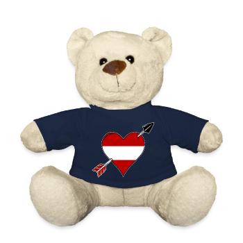 Austria flag heart in love - Teddy Bear - french navy - Front