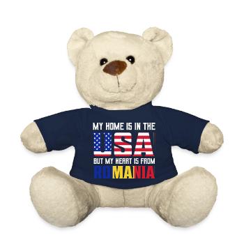 Ma maison est aux États-Unis mais mon cœur vient de Roumanie - Nounours - bleu marine - Devant