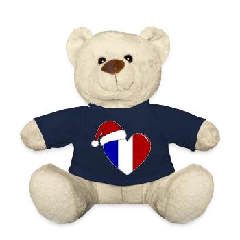 Drapeau de la France Coeur de Noël - Nounours - bleu marine - Devant