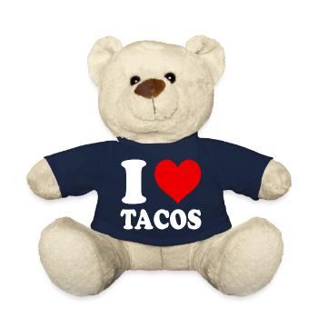 I Love Tacos Heart Funny Witty - Teddy Bear - french navy - Front