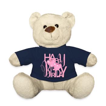 Happy Birthday Balloons Birthday Pink - Teddy Bear - french navy - Front