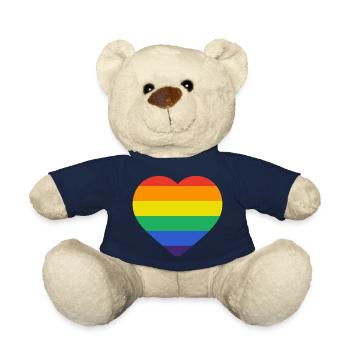 Rainbow Heart Pride - Love Diversity - Teddy Bear - french navy - Front
