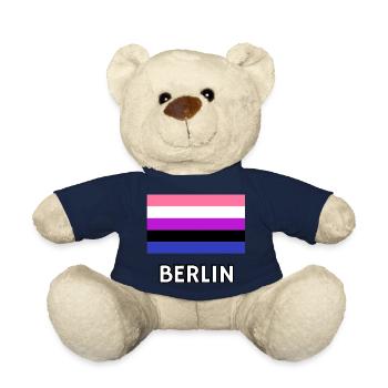 Genderfluid Pride Flag Berlin - Teddy Bear - french navy - Front