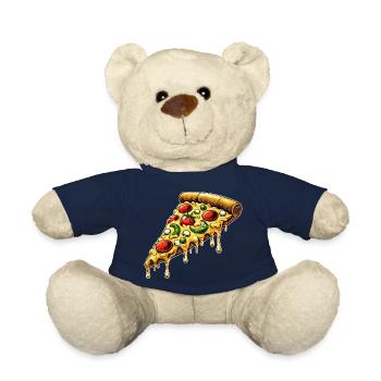Pizza Cartoon Schmelzender Käse Lustiges Design - Teddy - French Navy - Vorne