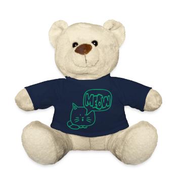 Süße Katze Comic Sprechblase Meow Miau Cartoon Fun - Teddy - French Navy - Vorne