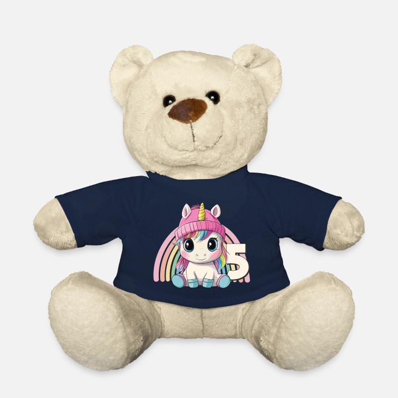 5. Geburtstag Einhorn Regenbogen Süß Niedlich - Teddy - French Navy