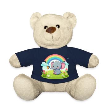 Joyful Elephant and Rainbow - Teddy Bear - french navy - Front