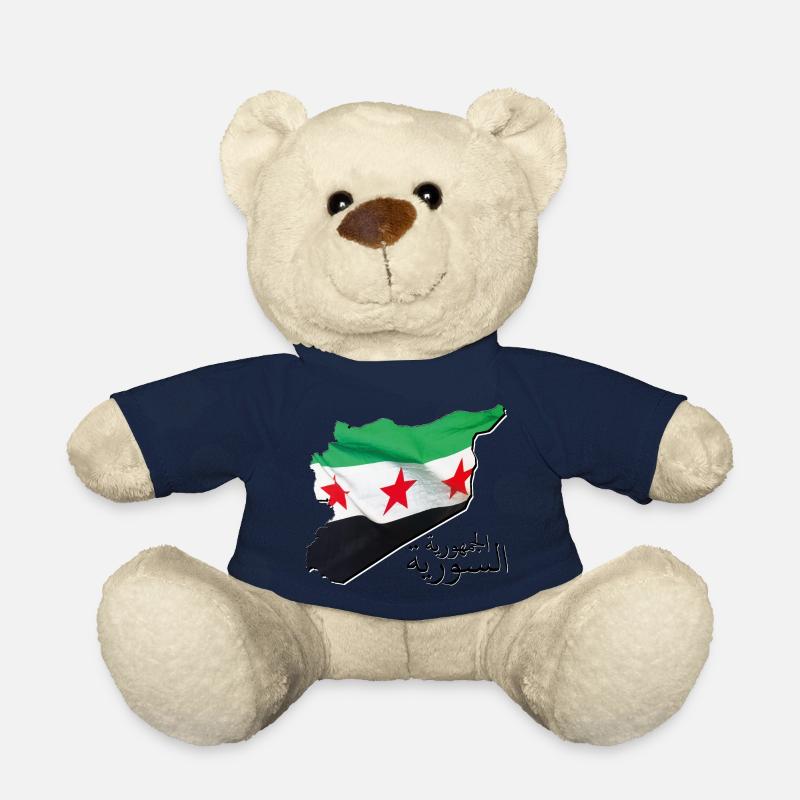 Drapeau de la Syrie sur la carte de la Syrie SY - Nounours - bleu marine