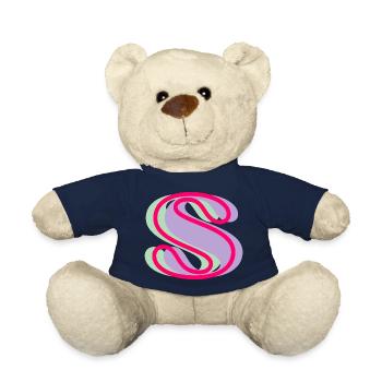 Lettre s multicolore - Nounours - bleu marine - Devant