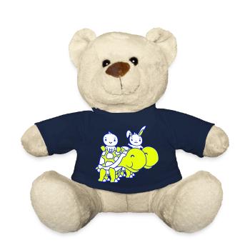 2 Bunny Bird Big Giant Turtle Waving Team - Teddy Bear - french navy - Front