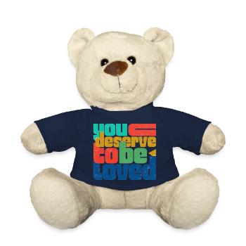 You Deserve To Be Loved - Teddy Bear - french navy - Front