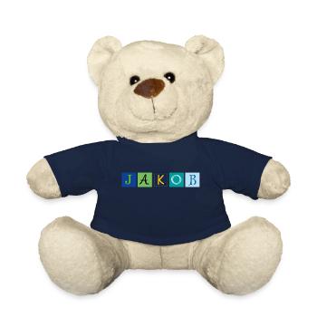 Jakob Name Letters - Teddy Bear - french navy - Front