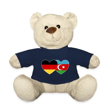 Germany Azerbaijan Flag Heart - Teddy Bear - french navy - Front