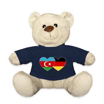 Azerbaijan Germany Flag Heart - Teddy Bear - french navy - Front