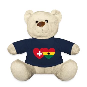 Switzerland Ghana Flag Heart - Teddy Bear - french navy - Front