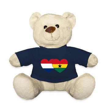 Holland Ghana Flag Heart - Teddy Bear - french navy - Front
