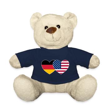 Germany USA Flag Heart - Teddy Bear - french navy - Front