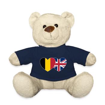Belgien Großbritannien Flagge Herz - Teddy - French Navy - Vorne