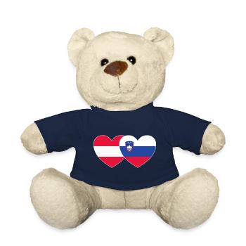 Österreich Slowenien Flagge Herz - Teddy - French Navy - Vorne