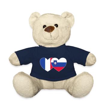 France Slovenia Flag Heart - Teddy Bear - french navy - Front