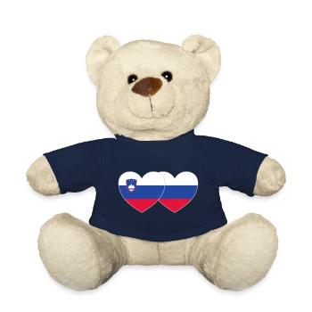 Slovenia Russia Flag Heart - Teddy Bear - french navy - Front