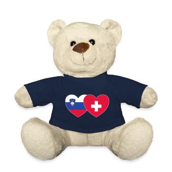 Slovénie Suisse Flag Heart - Nounours - bleu marine - Devant
